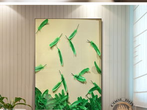 现代艺术绿色羽毛抽象绘画设计灵感与素材解析